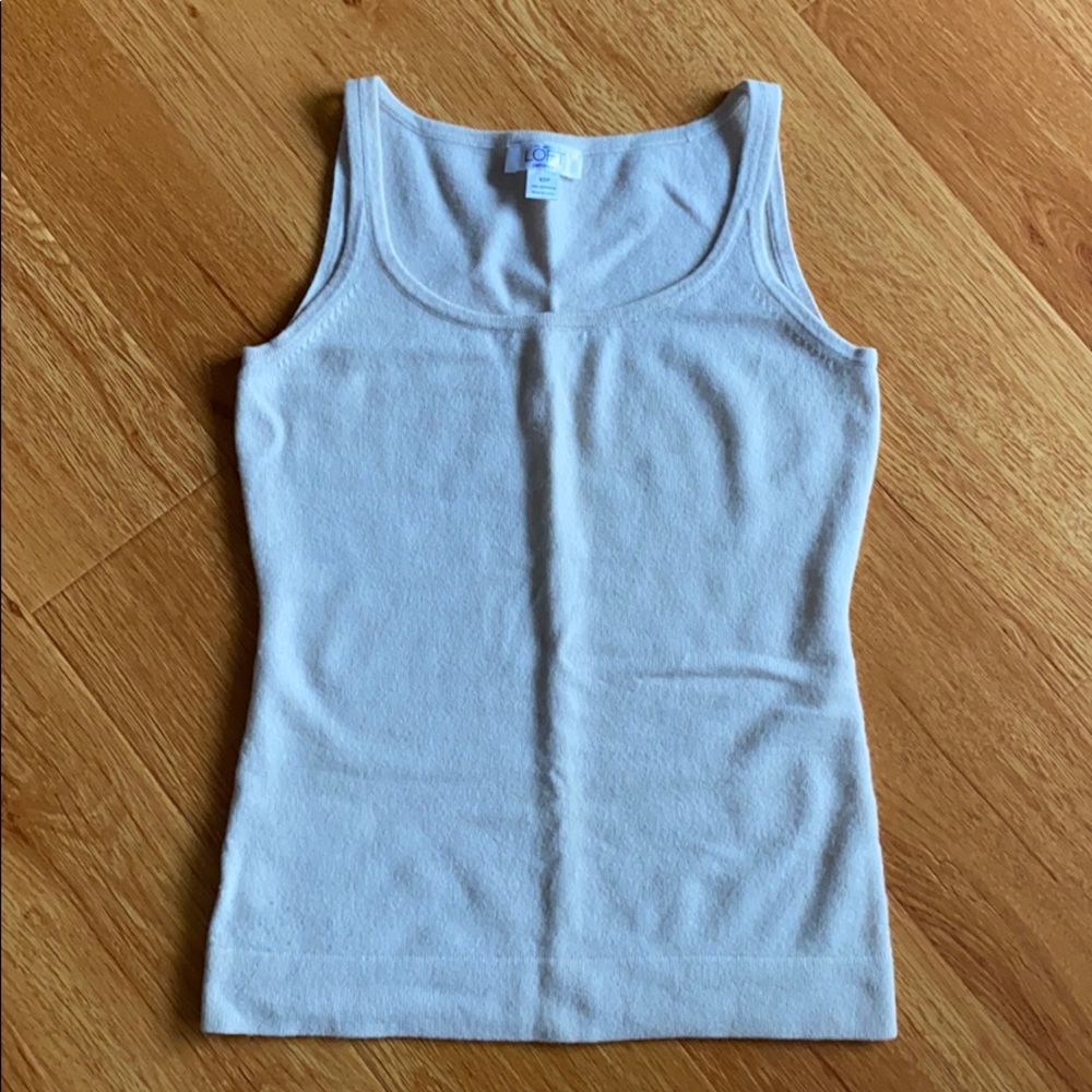 Loft cashmere shell tank in cream size XSP